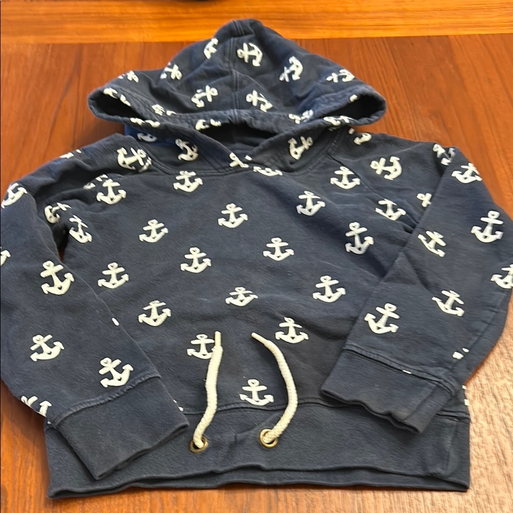 Navy Anchor Print Kids Hoodie